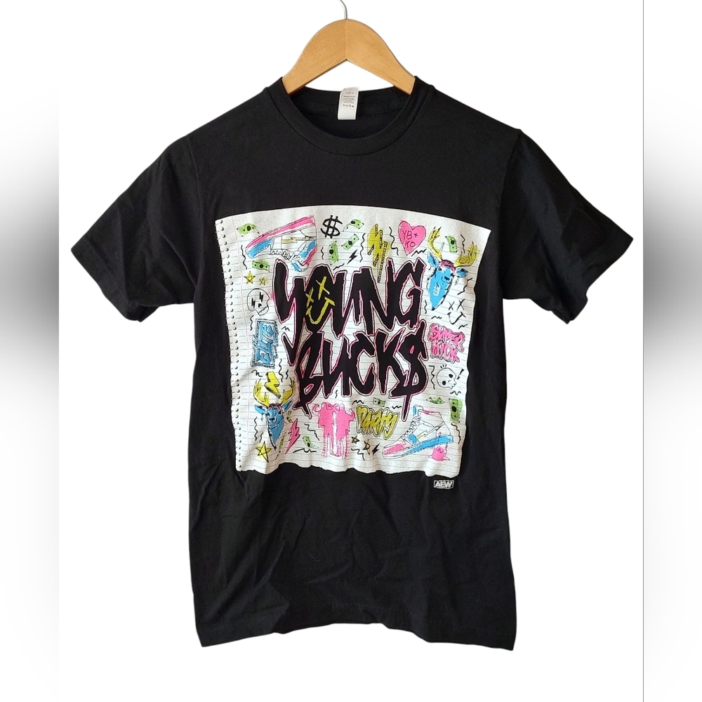 AEW Young Bucks Short Sleeve Black T-shirt Size Small